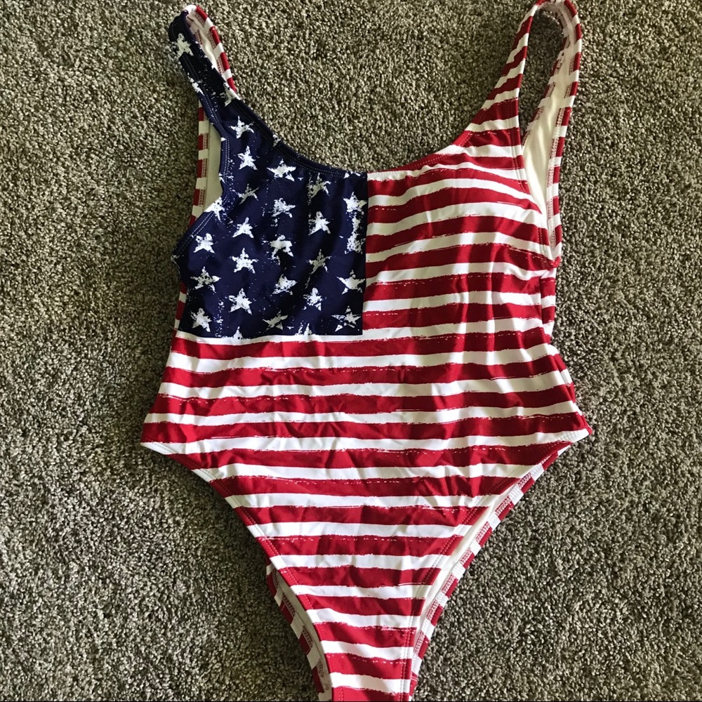 New exhilaration patriotic one piece bathing suit